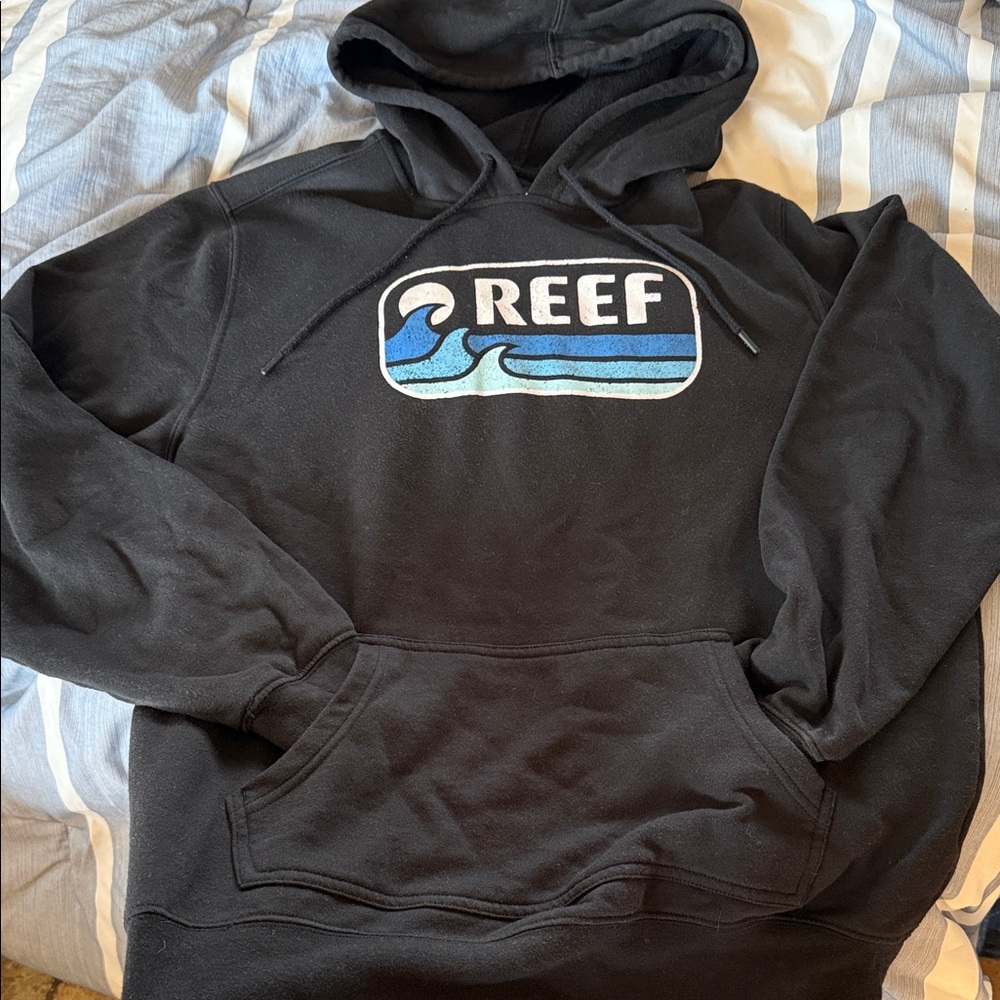 Reef Black and Blue Logo Hoodie